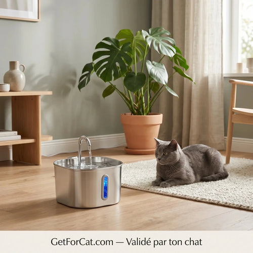 Fontaine à Eau Inox 2,2L – Silencieuse & Hygiénique pour Ton Chat - GetForCat
