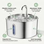 Fontaine à Eau Inox 2,2L – Silencieuse & Hygiénique pour Ton Chat - GetForCat