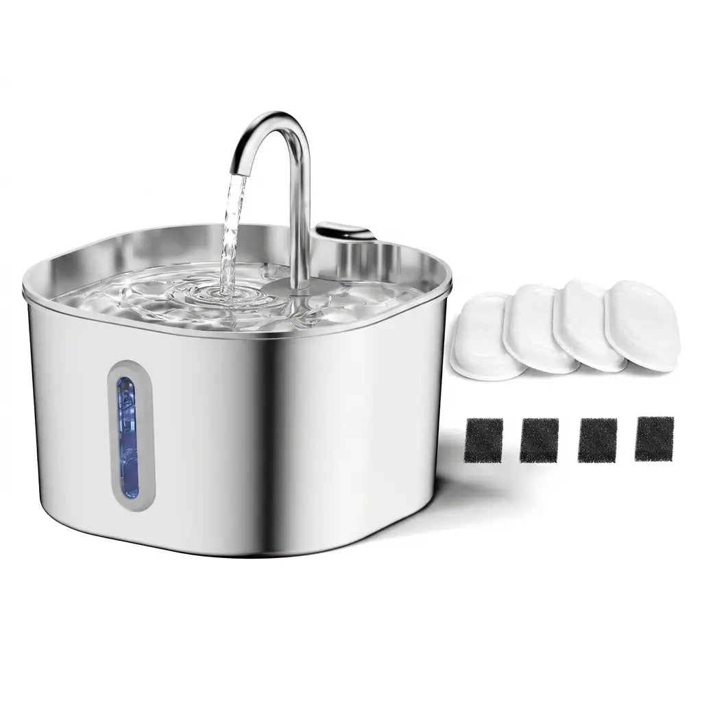Fontaine à Eau Inox 2,2L – Silencieuse & Hygiénique pour Ton Chat - GetForCat